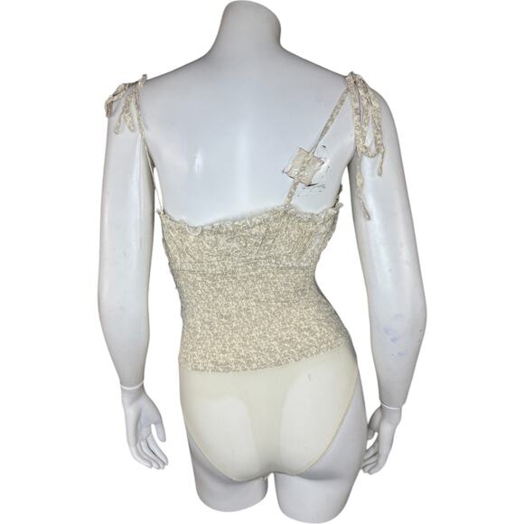 Intimately Free People Ivory Combo Bardot Sleeveless Bodysuit Womens M NWT - Picture 8 of 14